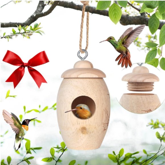 Wooden Hummingbird House for Outside Nesting - Picture 1 of 10